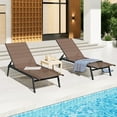thumbnail image 2 of AECOJOY Patio Metal Lounge Chairs for Outside Adjustable Outdoor Chaise Lounge for Outside Pool Set of 2 - Brown, 2 of 8