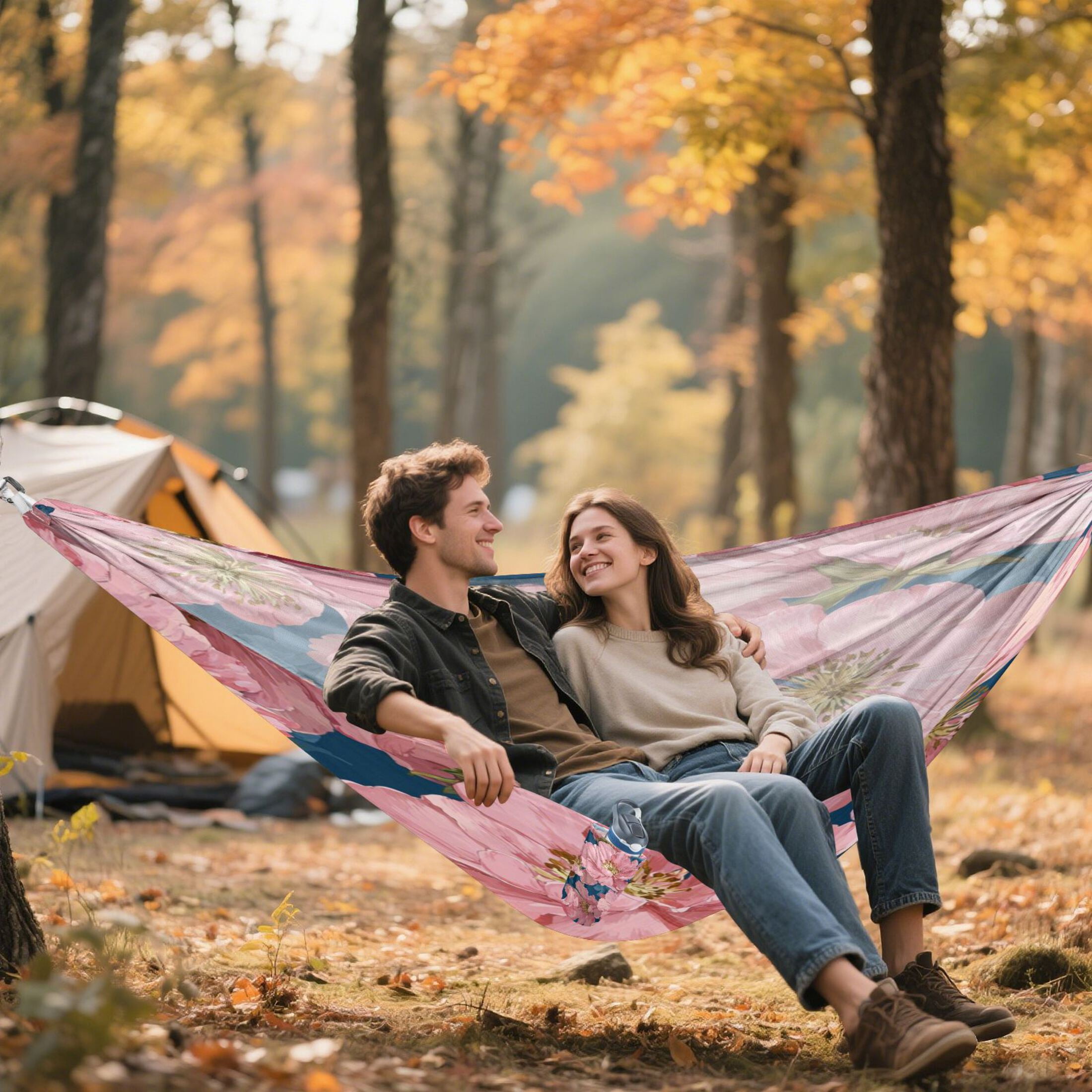 Hammock Camping Hammock Nylon Portable Hammock Travel Camping Hammock Pink Flower Seamless Design