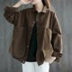 thumbnail image 2 of Chaquetas para mujer Ropa de estilo coreano Prendas de abrigo Sueltas de gran tamaño Cuello alto Camisa lisa Cárdigans Abrigos de manga larga Tops de mujer, 2 of 4