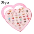 thumbnail image 1 of 36Pcs Adjustable Cartoon Rings Princess Jewelry Finger Rings with Heart Shape Box for Little Girls Kids Child Toddler Random Shape and Color, 1 of 8