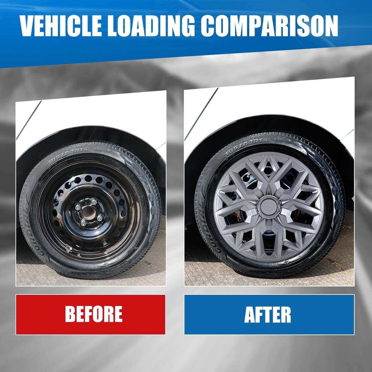 4Pcs Wheel Rims Cover,14 inch Universal Hubcap for Steel Wheel Rims Cover,Snap on Installation with Retention Rings,Lacquer