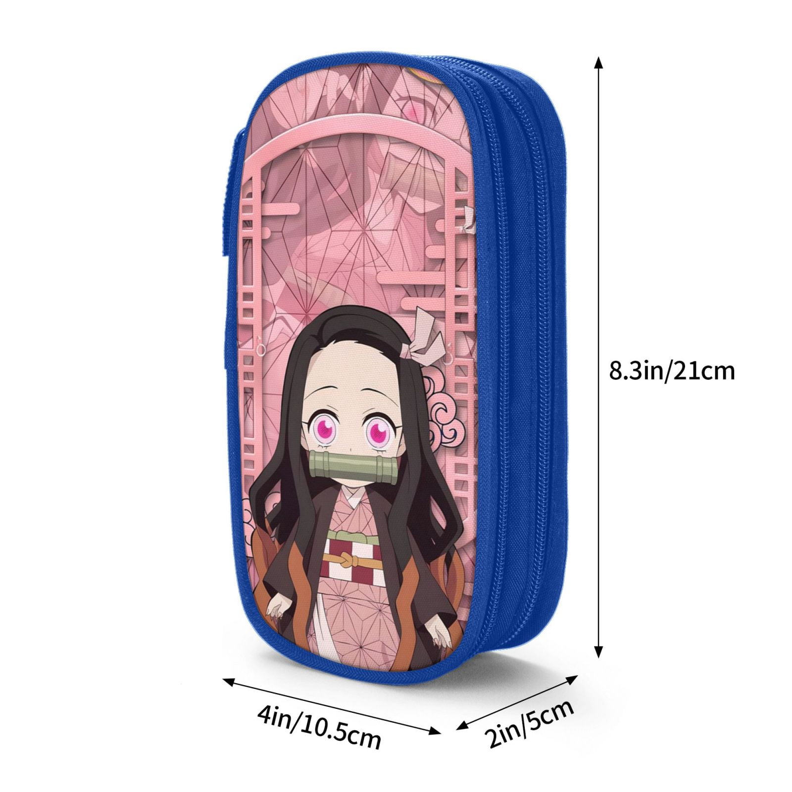 Kamado Nezuko Pencil Case Large Capacity Pencil Pouch Pen Bag Office Stationery Organizer Travel Makeup Bag Blue