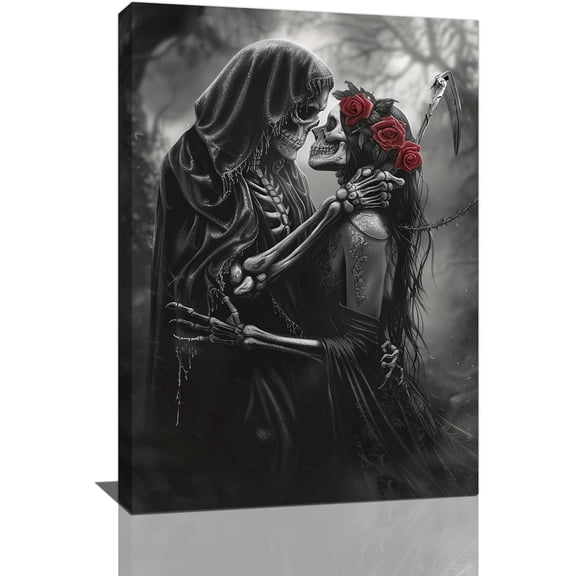 Aaheei Gothic Skull Wall Art Pictures Goth Skeleton Wall Decor Canvas Painting Home Modern Artwork Decorations for Bathroom Living Room Bedroom Office 8 x 10 in