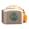 thumbnail image 2 of Recipiente de cerámica para té suelto, lata china rectangular, portátil, con borla Beige, 2 of 9