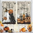 thumbnail image 4 of dinii Halloween Kitchen Curtains and Valance Set of 3, Ghost Pumpkin Kitchen Window Tier Curtains Farmhouse Window Valances Rod Pocket Panels for Halloween Home Decor, 4 of 6