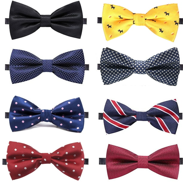8 Pcs Neckties Bow Tie Mens Ties Adjustable Pre-Tied Ties Boys Elegant ...