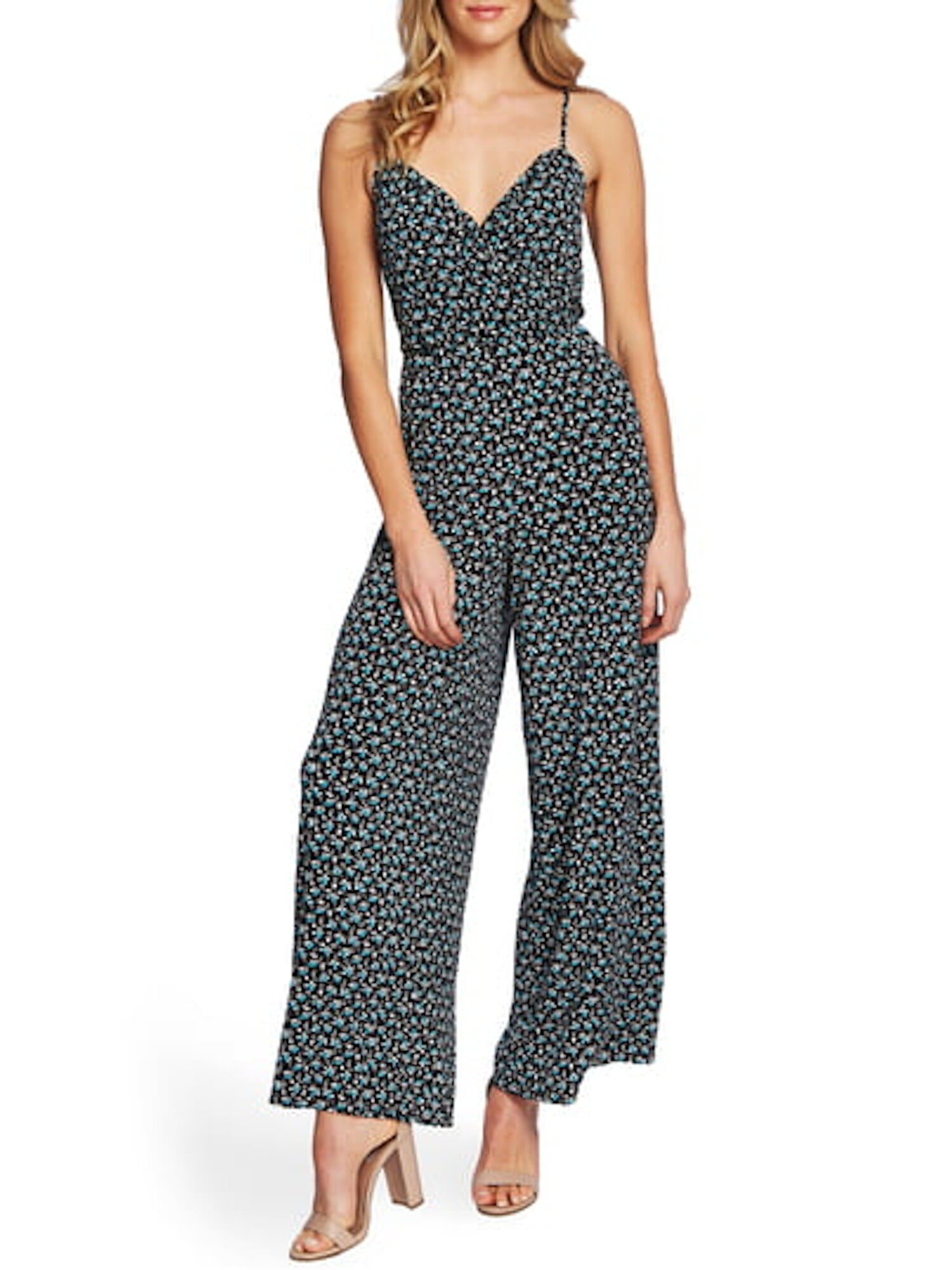 floral spaghetti strap wide leg jumpsuit
