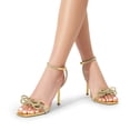 thumbnail image 6 of DREAM PAIRS Women's Double Bowknots Crystal Sandals Clear Slingback Heels Square Toe Shoes for Party Wedding Brielle, 6 of 7