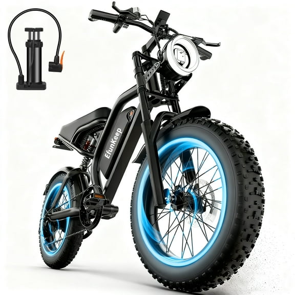 Efunkeep Electric Mountain Bike for Adults, 1500W Peak (750W Continuous), 48V 750Wh, 32MPH, 20"x4" Fat Tire, UL2849 Certified