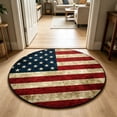 thumbnail image 3 of 4th of July American Flag Round Area Rug 39.37 Inch Patriotic Stars and Stripes Carpet, Red White Blue Non Slip Decorative Floor Rug for Living Room Bedroom Entryway Home Decor, 3 of 5