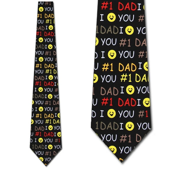 #1 Dad Smiley Necktie Mens Tie