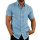 thumbnail image 1 of Sonducket Banquete Senderismo Camisa de hombre Verano Botón abajo Manga corta Turn Down Neck Camisas Poliéster Ropa de moda Regalo de Camisetas Azul XXXL, 1 of 5