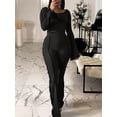 thumbnail image 1 of LovelyWholesale Long Sleeve Round Neck Line Stitching Flared Women's Pants Set, 1 of 3