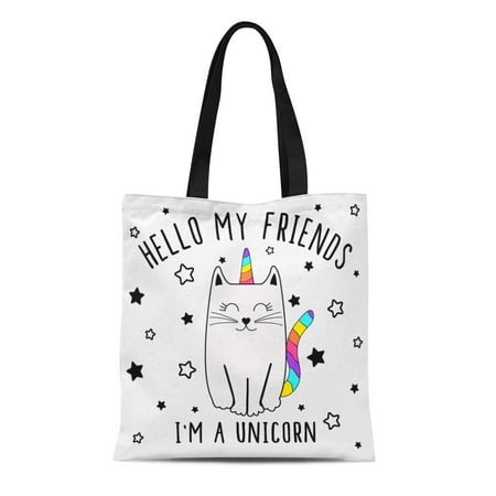 ASHLEIGH Canvas Tote Bag Funny I Am Unicorn Cute Graphics for Cat-Shirt Baby Durable Reusable Shopping Shoulder Grocery Bag