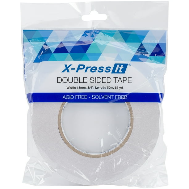 XPress It Double Sided Tissue Tape, LowTack, .75" x 55 yds, White