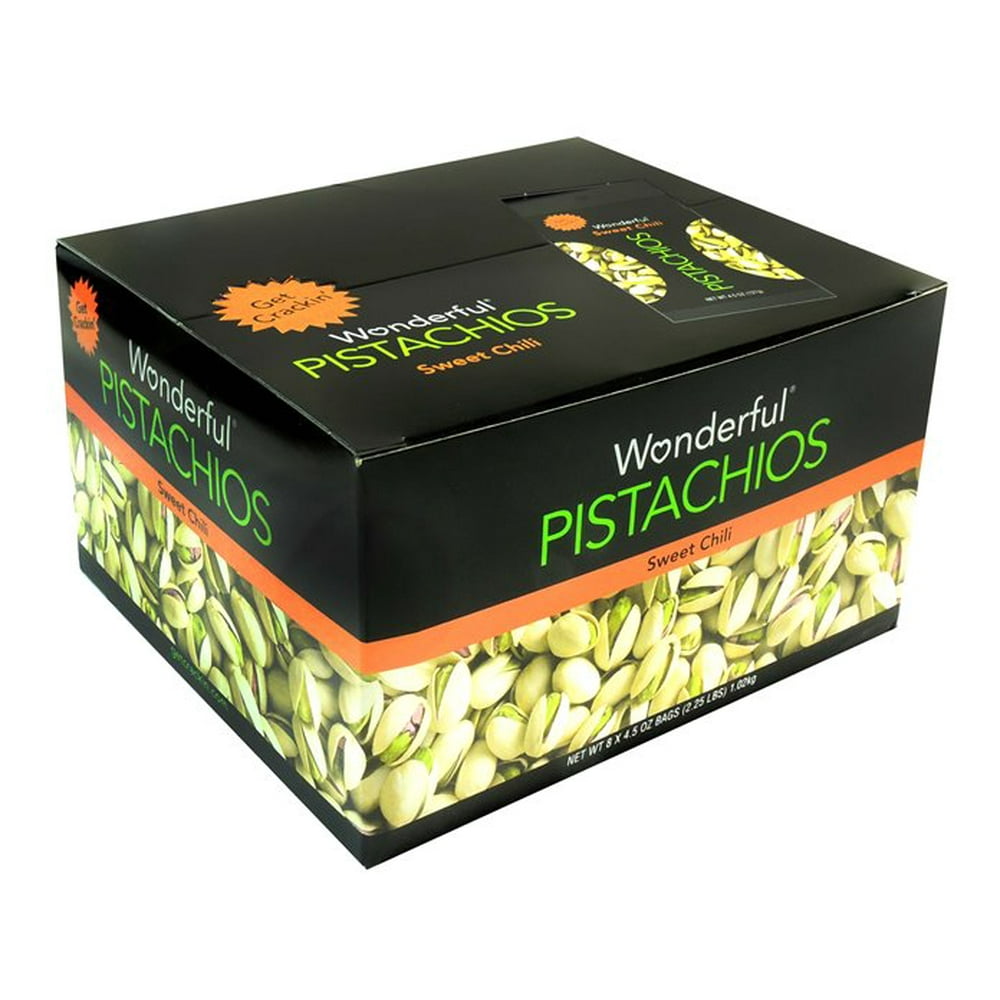Wonderful Pistachios Sweet Chili Flavor 8 X 4.5 Oz Bags 2.25 Lb Box