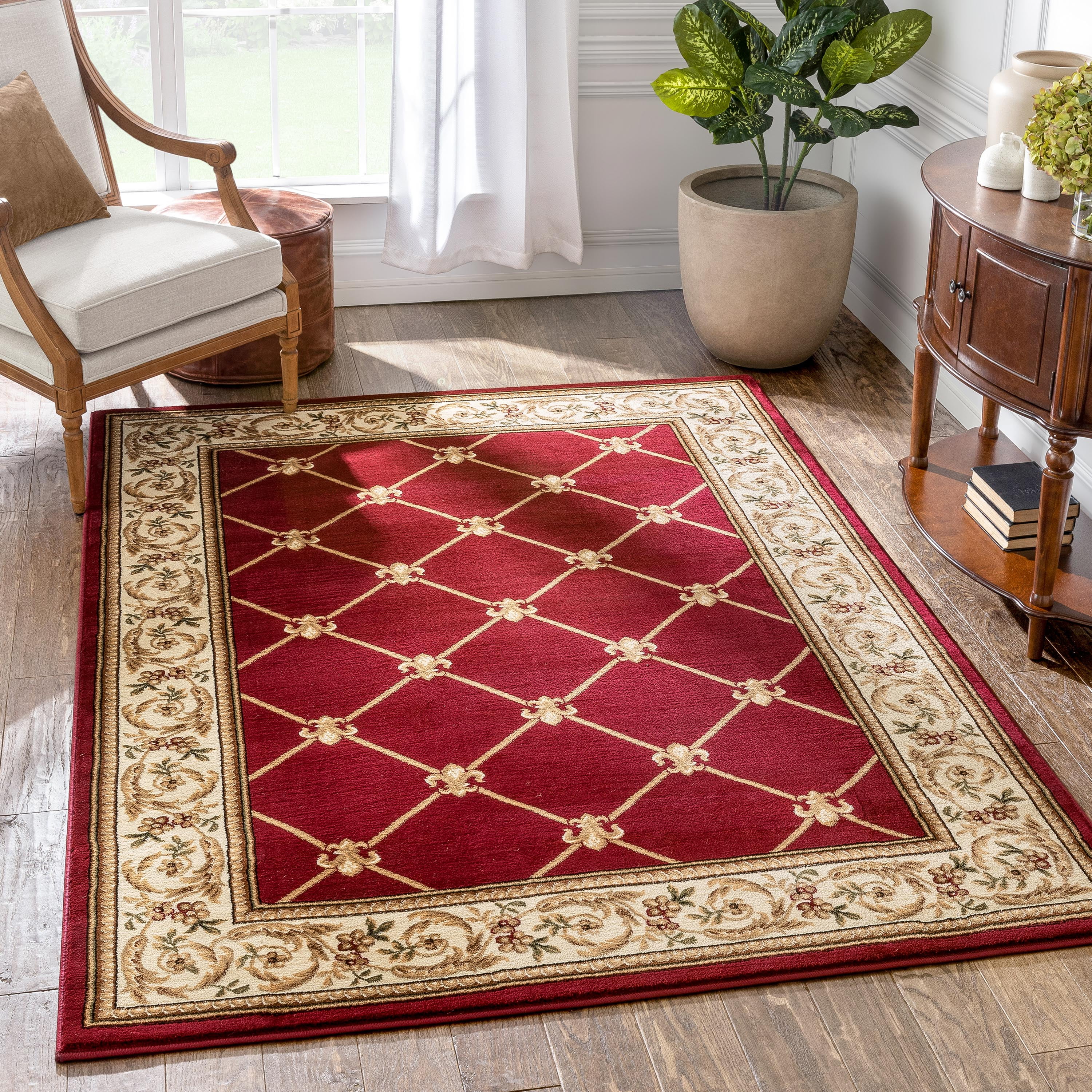 8X10 Area Rug New Border Floral Large Beige Black Red Traditional 