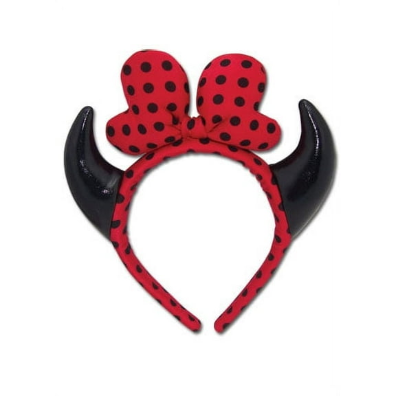 Devil Horns Black & Red Polka Dot Anime Cosplay Headband GE-6330