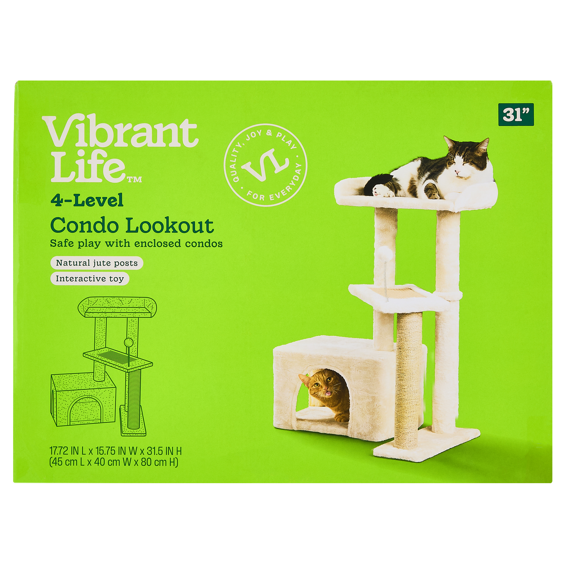 Vibrant Life 4-Level Condo Lookout Cat Tree, Beige, 31.5" photo 7