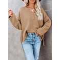 thumbnail image 2 of HOTAPEI Womens Waffle Knit Sweater Casual Crew Neck Long Sleeve Pullover Sweaters for Women Side Slit Henley Knit Tops, 2 of 6