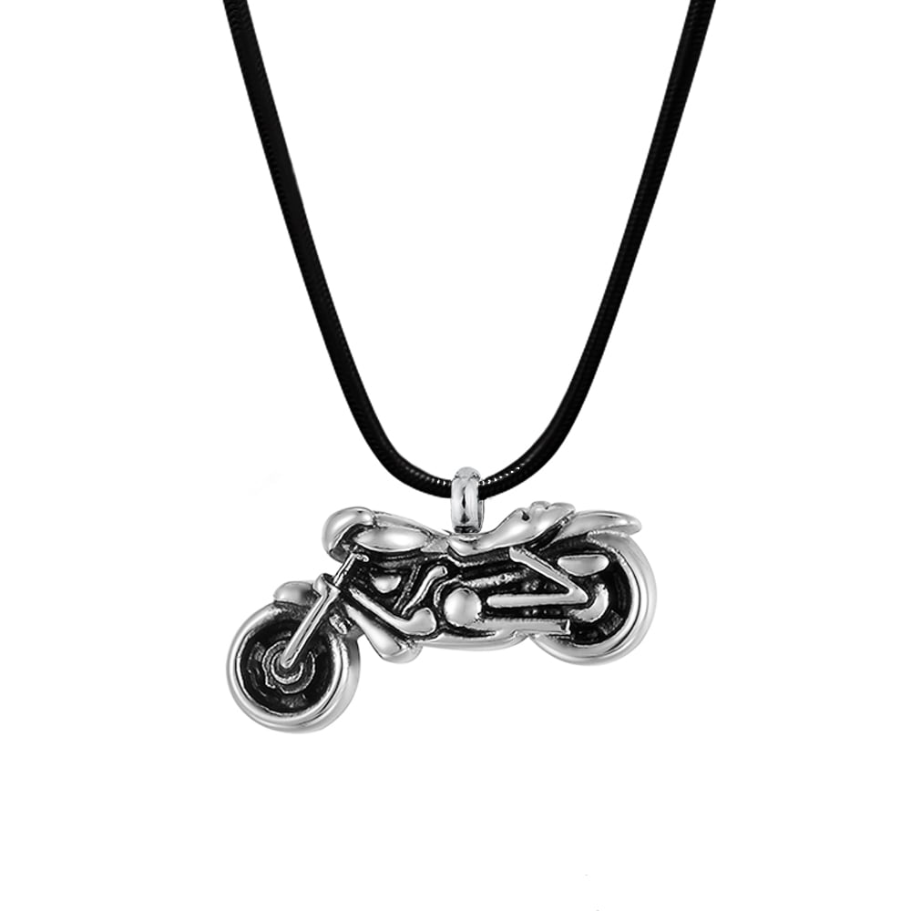 Motorbike and Necklace for Ashes. Cremation Memorial keepsake 