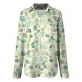 thumbnail image 4 of felwors Button Down Shirt for Women 3/4 Sleeve Blouses Floral Printed Tops Business Casual Work Outfits (Light Green, L), 4 of 8