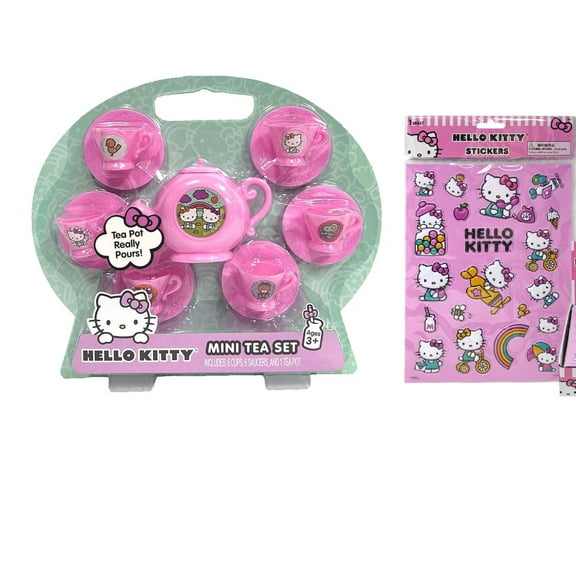 Hello Kitty 13pc Tea Set on footed blister & 1 pc Sticker