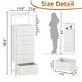 thumbnail image 3 of Eunos White Tall Nightstand, 5 Vertical Fabric Drawer Dresser for Bedroom, Living Room, Hallway, 3 of 8