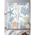 thumbnail image 4 of Summer Marine Life Sheer Curtains 84 Inch Long 2 Panels, Ocean Coral Starfish Art Light Filtering Rod Pocket Curtains, Sheer Voile Drapes for Living Room Bedroom, 52"x84", 4 of 8