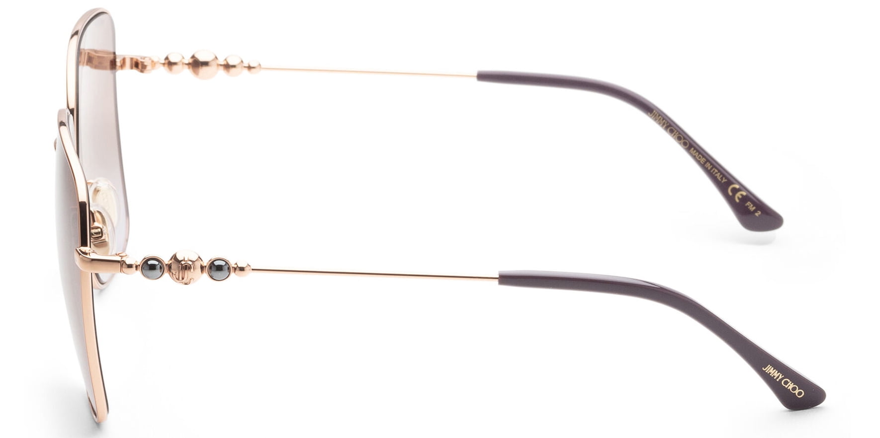 Jimmy Choo Hester Women's Gold-Tone/Plum Square Sunglasses Brown-Violet Gradient Tinted Lenses