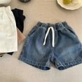 thumbnail image 4 of Curuila Children Boys Denim Shorts Solid Color Elastic Waistband Fashion Breathable Summer Shorts With Pocket Blue Size 2-3 Years, 4 of 4