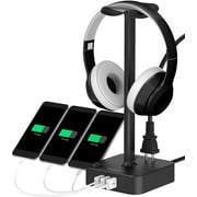 Headphone Stand with USB Charger COZOO Desktop Gaming Headset Holder Hanger with 3 USB Charging Station and 2 Outlets