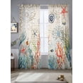 thumbnail image 2 of Vintage Coastal Sheer Curtains 96 Inch Length 2 Panels Set, Summer Beach Coral Starfish Nautical Voile Window Treatment Semi Sheer Long Curtains Drapes for Bedroom/Living Room/Kitchen 52"x96"x2, 2 of 7