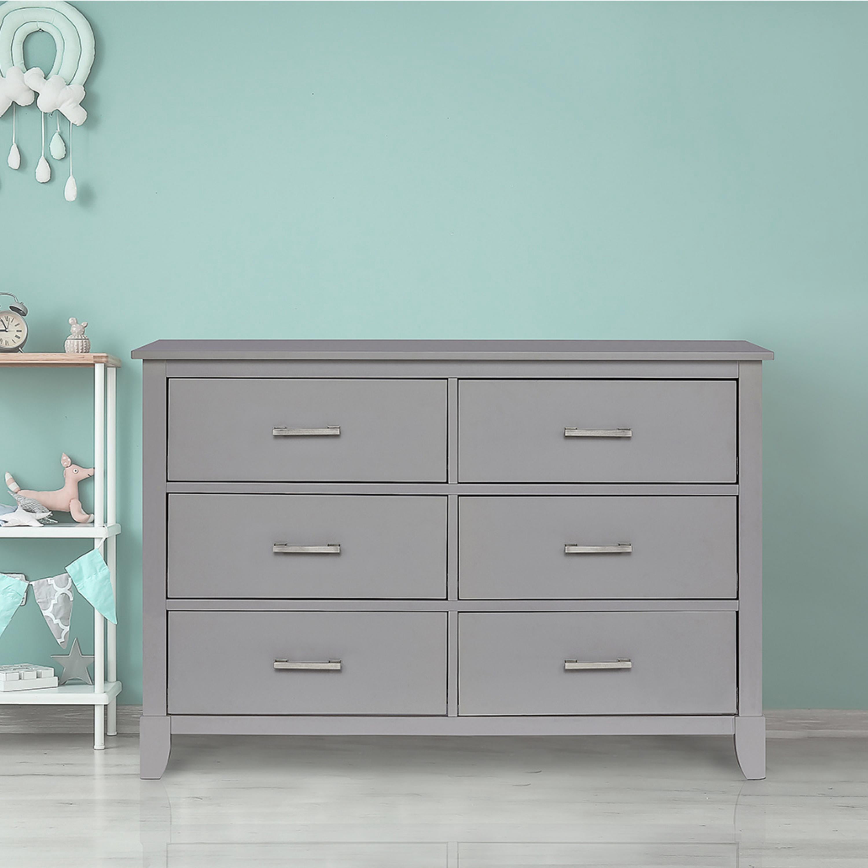 Dream On Me Universal Double Dresser in Metallic Grey Model #599-MGREY