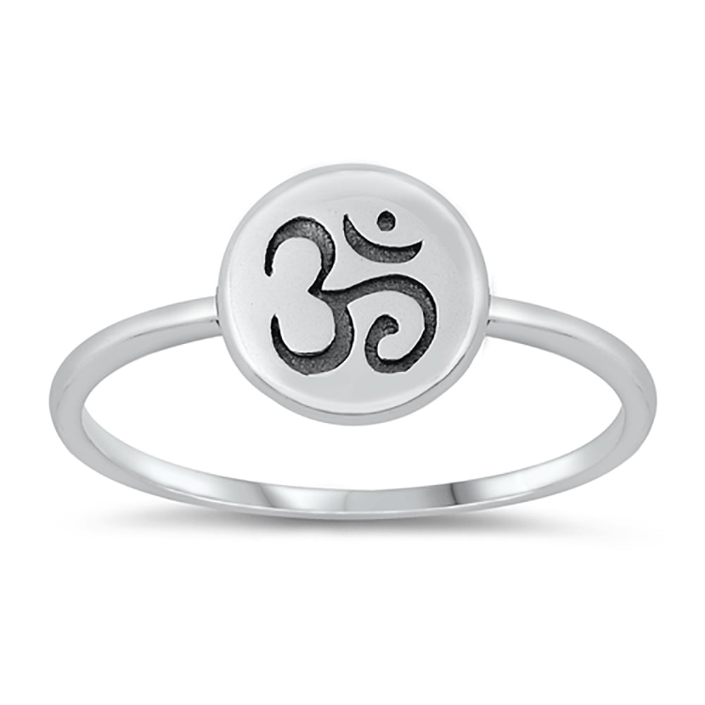 Sterling Silver CZ Studded Om/Ohm Ring