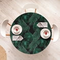 thumbnail image 4 of Ambesonne Tropical Fitted Round Tablecloth, Exotic Monstera Summer Art, 40"- 44" Diameter, Black and Hunter Green, 4 of 5