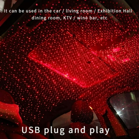 

Autmor USB Star Projector Night Light Adjustable Romantic Interior Car Lights for Bedroom Car Party Ceiling More- Plug and Play (Red)