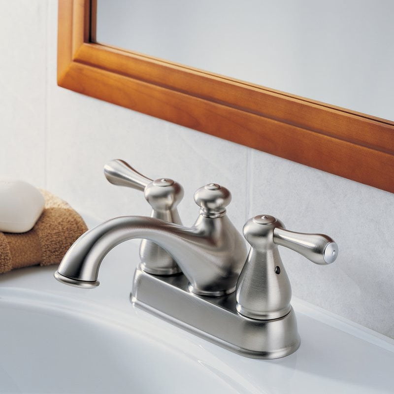 Delta Leland 2578LF 4 in. Centerset Low Arc Bathroom Faucet with Pop-Up Stainless by Delta Faucets