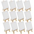 thumbnail image 1 of U.S. Art Supply Lienzo estirado de 2.0 x 3.0 in con mini caballete de 5.0 in (paquete de 12) – Soporte de exhibición de mesa con marco en A de madera natural, mini caballete – Caballetes pequeños para, 1 of 1