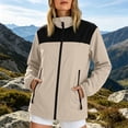 thumbnail image 3 of Lmueinov Women Windbreaker Jacket with Zip Pockets Full Zip Up Vintage Color Block Rain Jacket Windproof Lightweight Hiking Jacket Outdoor Casual Coat M-4XL, 3 of 5