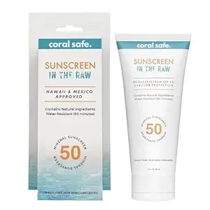 Reef Safe Sunscreen Travel Lotion SPF 50 - Mexico & Hawaii 104 Reef Act Compliant, Biodegradable, Zinc, Vitamin E, Oxybenzone & Octinoxate Free, Water Resistant, Natural Ingredients, by Coral Safe