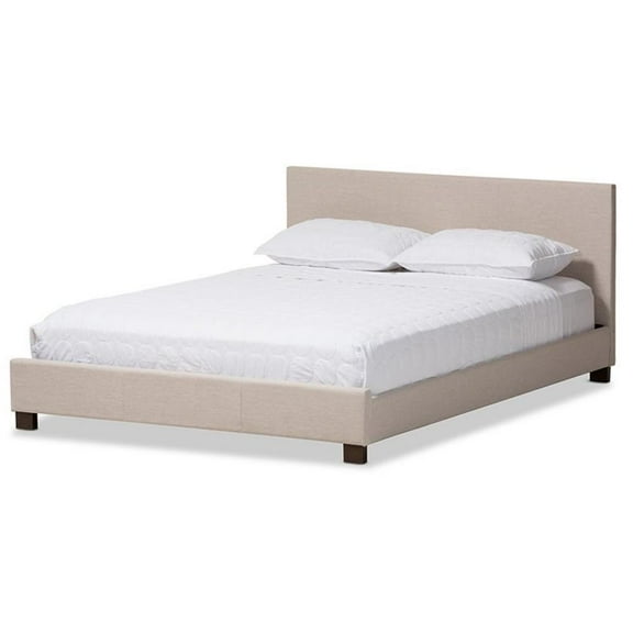 Bowery Hill Upholstered Full Platform Bed in Beige