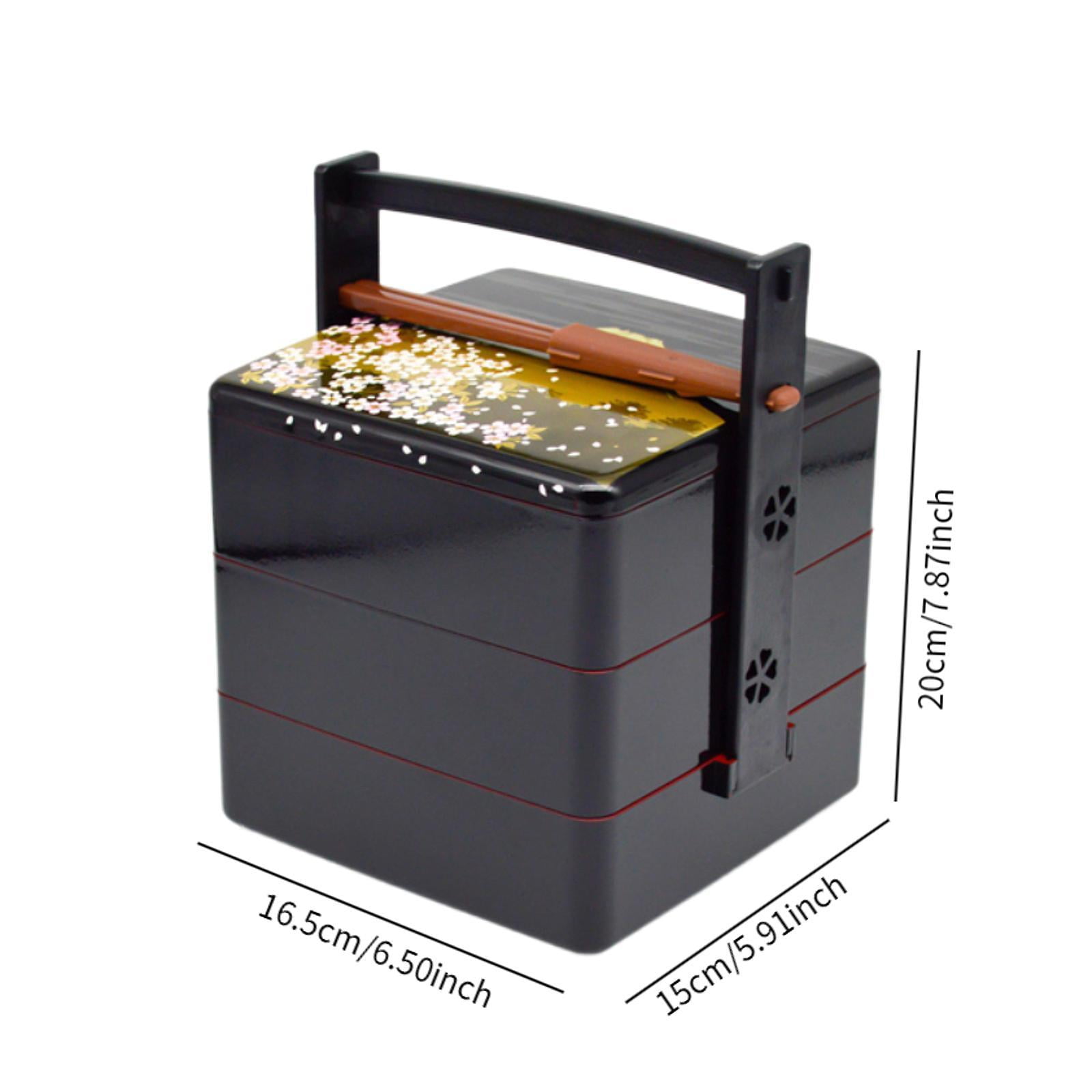 Fiocias Bento Box Sushi Box Sqaure with Handle Stackable Snack Serving Japanese Styles 3