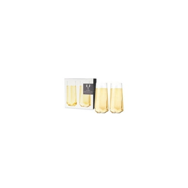 Viski Raye Faceted Crystal Champagne Flutes - Champagne Glass Gift Set
