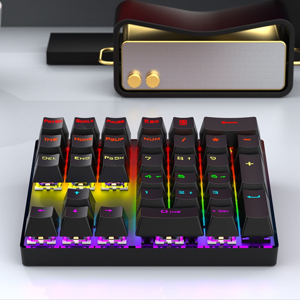 Waterproof 33Key RGBs Illuminateds Mechanical Number Pad Hot Swappable USB Connectivitys Ergonomic Keycaps For Home Office Computer Setups