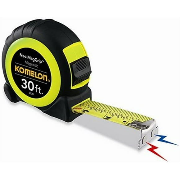 Komelon 7330; 30' x 1" Magnetic Neo MagGrip Tape Measure, Yellow/Black, 30-Feet