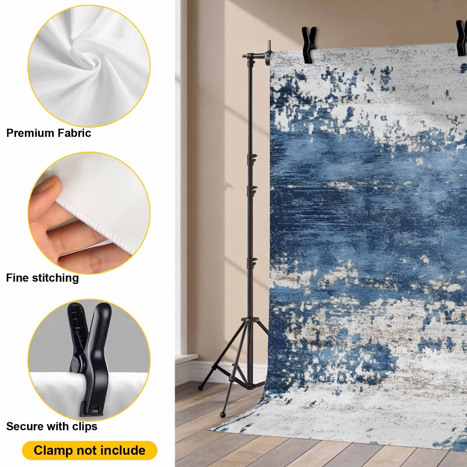 Abstract Mottled Texture Backdrop for Photography, Blue Gary Stitching Photo Backdrop Portrait Background Party Banner Photo Backgrounds for Studio Booth Props, 7x5ft