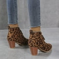 thumbnail image 7 of Wavsuf Western Boots for Women Flock Leopard with Zipper with Fuzz Short Ankle-High Winter Brown Shoes Size 39, 7 of 7