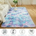 thumbnail image 3 of PERFEMET Rainbow Purple Teal Big Area Rugs 5x8 Carpet Tie Dye Plush Shag Rugs for Bedroom Living Room Floor Mat for Nursery Dorm Soft Rectangular Rug(5'x8', Teal Purple), 3 of 8