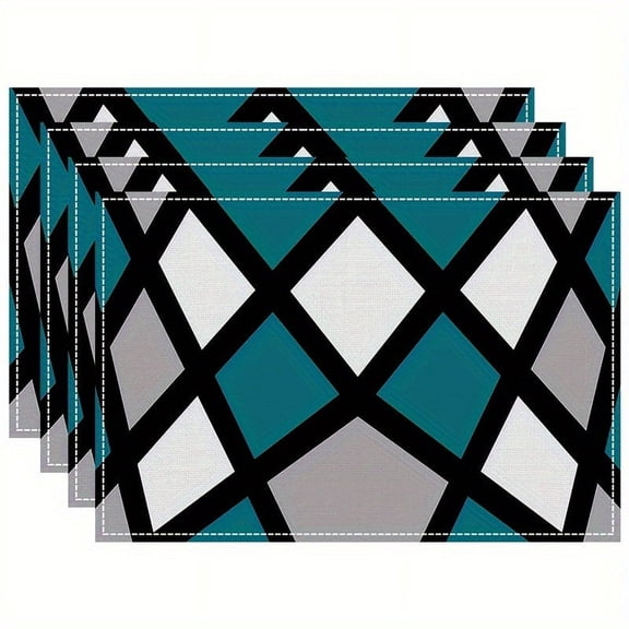 ERDOUY flax Placemats, Dining Room Table Mats, Protect Surfaces,Non-Slip Washable Table Mats,Kitchen Decor Accessories,Set of 4, Size17.7*12.6in,A124